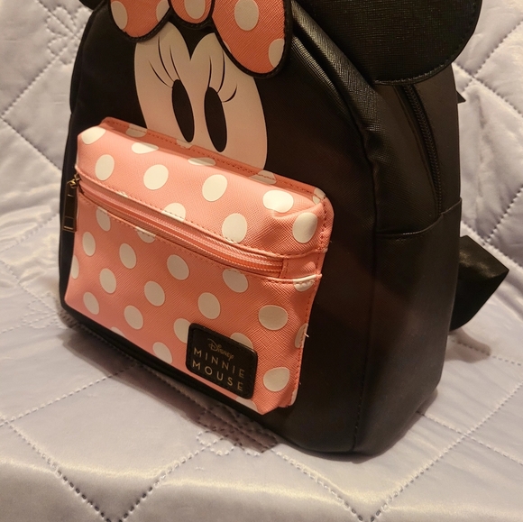 Disney Minnie Mouse Polka Dot Mini Backpack - Black and Pink - Picture 7 of 11